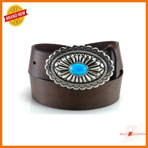 Genuine Leather Belt with Triple Snap Buckle - Women\'s Small to X-Large